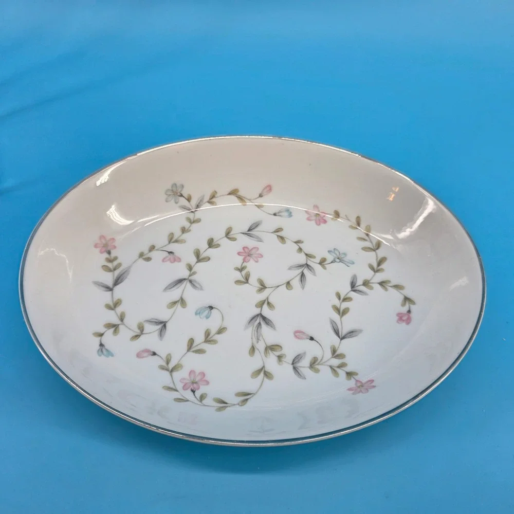 Harmony House Linda Fine China Oval Vegetable Bowl Japan‎ Pink Blue Floral 9.25